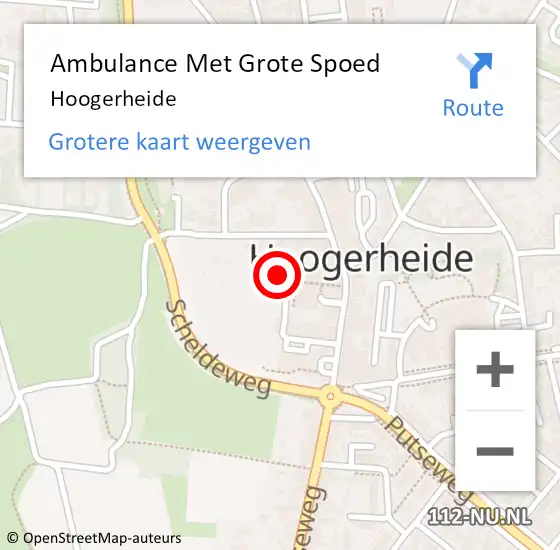 Locatie op kaart van de 112 melding: Ambulance Met Grote Spoed Naar Hoogerheide op 14 april 2025 18:14