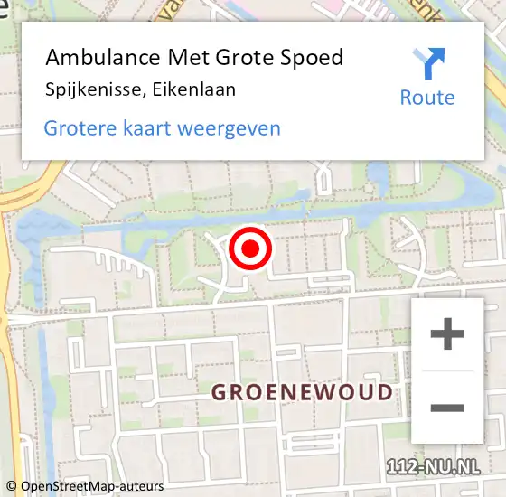 Locatie op kaart van de 112 melding: Ambulance Met Grote Spoed Naar Spijkenisse, Eikenlaan op 14 april 2025 18:42