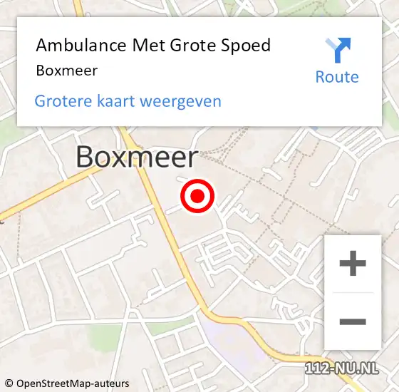 Locatie op kaart van de 112 melding: Ambulance Met Grote Spoed Naar Boxmeer op 14 april 2025 18:56
