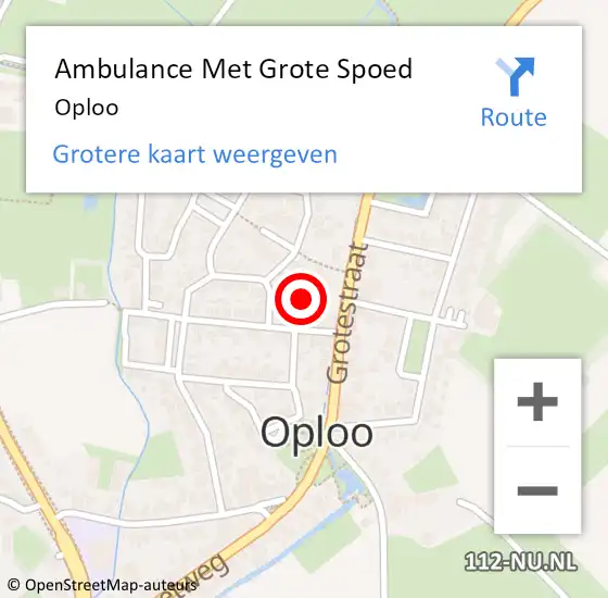 Locatie op kaart van de 112 melding: Ambulance Met Grote Spoed Naar Oploo op 14 april 2025 19:05