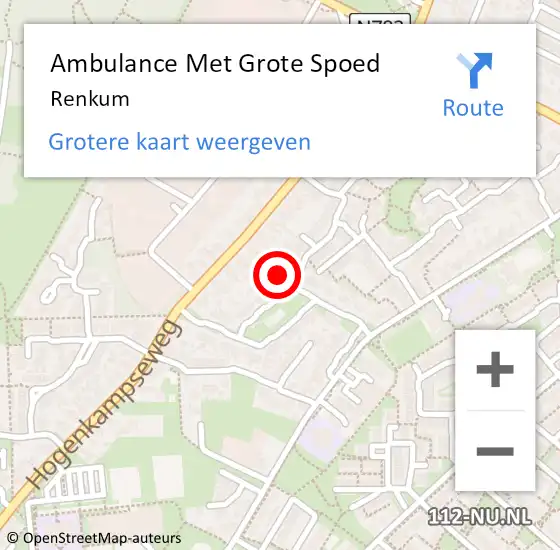 Locatie op kaart van de 112 melding: Ambulance Met Grote Spoed Naar Renkum op 14 april 2025 21:15