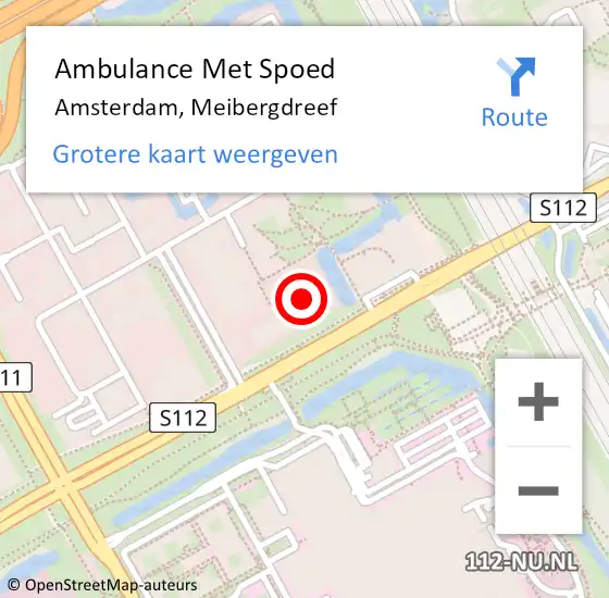 Locatie op kaart van de 112 melding: Ambulance Met Spoed Naar Amsterdam, Meibergdreef op 14 april 2025 21:19