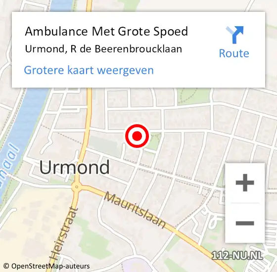 Locatie op kaart van de 112 melding: Ambulance Met Grote Spoed Naar Urmond, R de Beerenbroucklaan op 13 november 2014 12:48