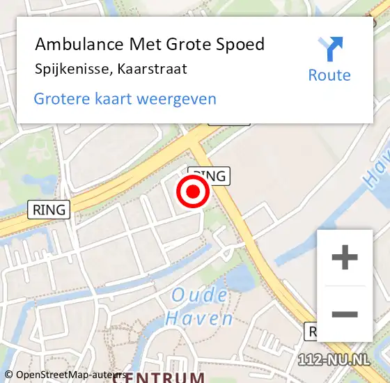 Locatie op kaart van de 112 melding: Ambulance Met Grote Spoed Naar Spijkenisse, Kaarstraat op 15 april 2025 02:35