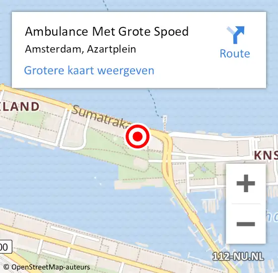 Locatie op kaart van de 112 melding: Ambulance Met Grote Spoed Naar Amsterdam, Azartplein op 15 april 2025 09:36