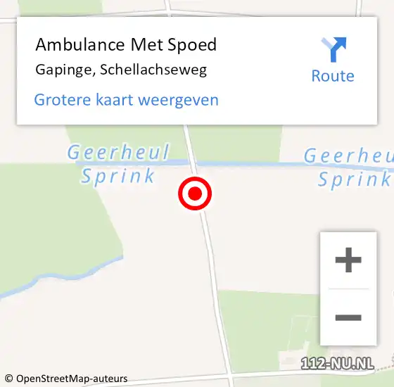 Locatie op kaart van de 112 melding: Ambulance Met Spoed Naar Gapinge, Schellachseweg op 13 november 2014 13:12