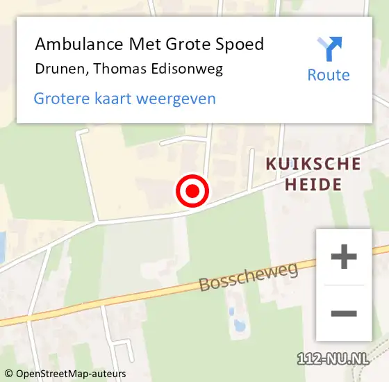 Locatie op kaart van de 112 melding: Ambulance Met Grote Spoed Naar Drunen, Thomas Edisonweg op 10 september 2013 09:35