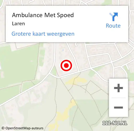 Locatie op kaart van de 112 melding: Ambulance Met Spoed Naar Laren op 15 april 2025 10:18