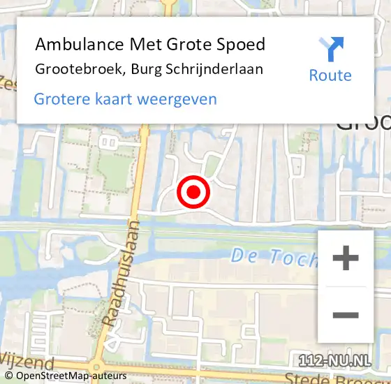 Locatie op kaart van de 112 melding: Ambulance Met Grote Spoed Naar Grootebroek, Burg Schrijnderlaan op 13 november 2014 13:26