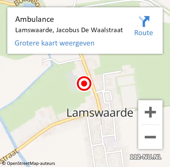 Locatie op kaart van de 112 melding: Ambulance Lamswaarde, Jacobus De Waalstraat op 13 november 2014 13:45