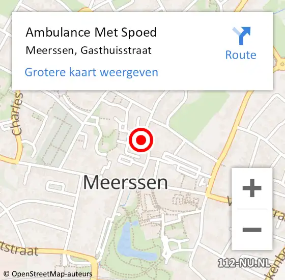 Locatie op kaart van de 112 melding: Ambulance Met Spoed Naar Meerssen, Gasthuisstraat op 13 november 2014 13:47