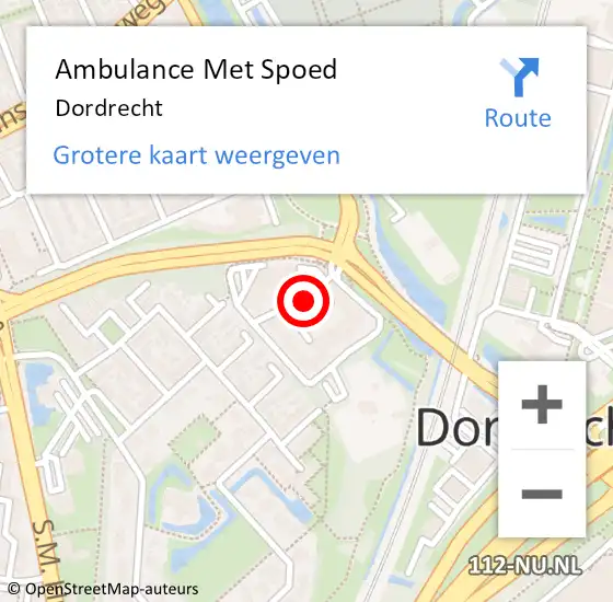 Locatie op kaart van de 112 melding: Ambulance Met Spoed Naar Dordrecht op 15 april 2025 15:00