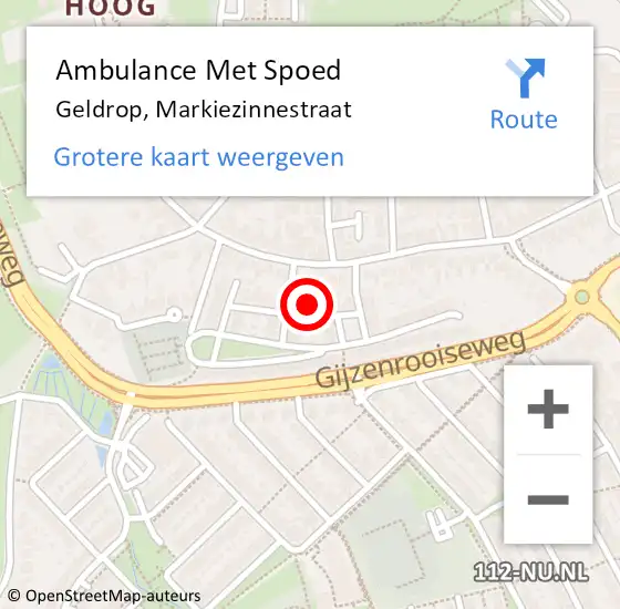 Locatie op kaart van de 112 melding: Ambulance Met Spoed Naar Geldrop, Markiezinnestraat op 13 november 2014 13:54