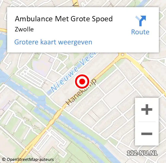 Locatie op kaart van de 112 melding: Ambulance Met Grote Spoed Naar Zwolle op 15 april 2025 15:45
