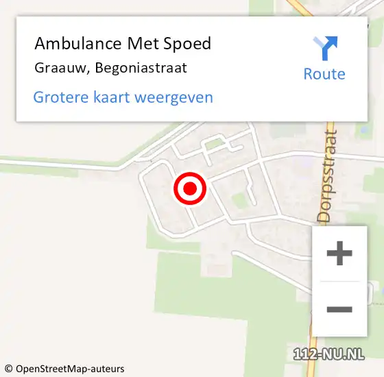 Locatie op kaart van de 112 melding: Ambulance Met Spoed Naar Graauw, Begoniastraat op 13 november 2014 13:59