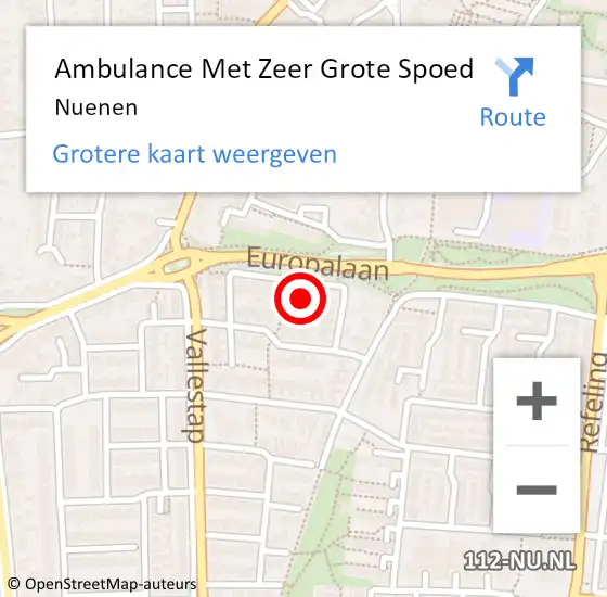 Locatie op kaart van de 112 melding: Ambulance Met Zeer Grote Spoed Naar Nuenen op 15 april 2025 16:33
