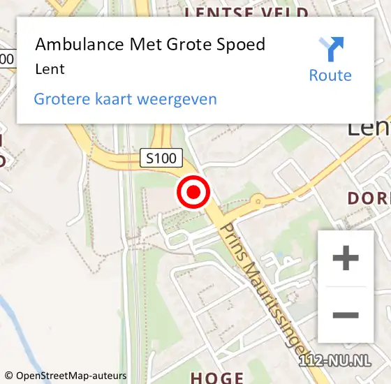 Locatie op kaart van de 112 melding: Ambulance Met Grote Spoed Naar Lent op 15 april 2025 17:00