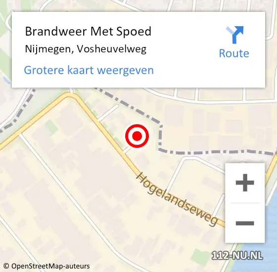 Locatie op kaart van de 112 melding: Brandweer Met Spoed Naar Nijmegen, Vosheuvelweg op 15 april 2025 17:12