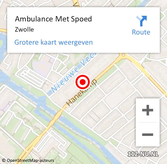 Locatie op kaart van de 112 melding: Ambulance Met Spoed Naar Zwolle op 15 april 2025 17:19