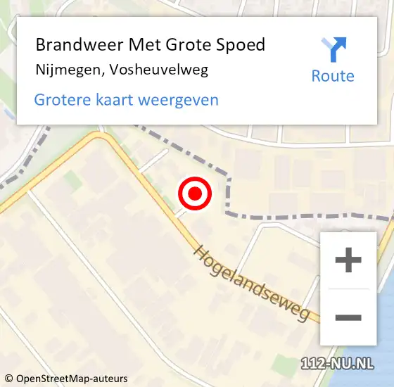 Locatie op kaart van de 112 melding: Brandweer Met Grote Spoed Naar Nijmegen, Vosheuvelweg op 15 april 2025 17:27