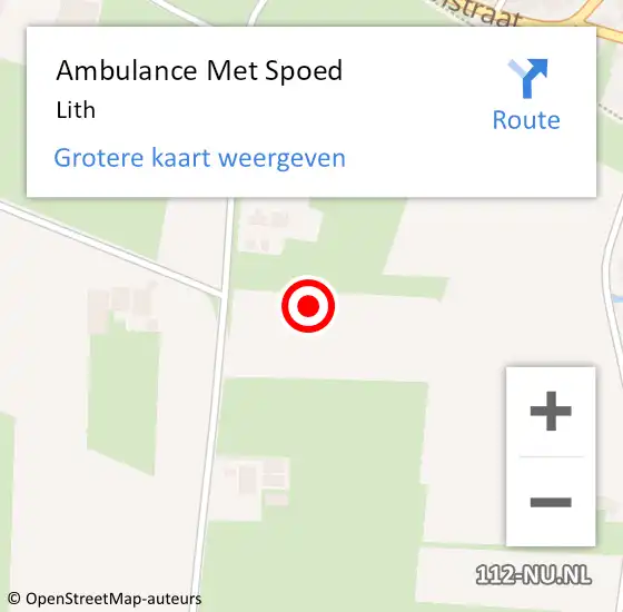 Locatie op kaart van de 112 melding: Ambulance Met Spoed Naar Lith op 15 april 2025 18:35