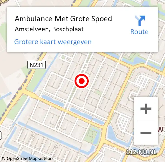 Locatie op kaart van de 112 melding: Ambulance Met Grote Spoed Naar Amstelveen, Boschplaat op 15 april 2025 18:46