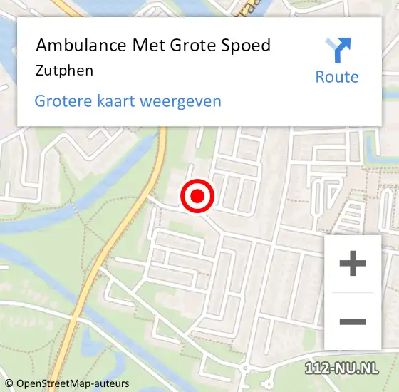 Locatie op kaart van de 112 melding: Ambulance Met Grote Spoed Naar Zutphen op 15 april 2025 21:21