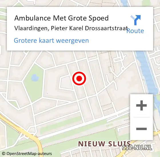 Locatie op kaart van de 112 melding: Ambulance Met Grote Spoed Naar Vlaardingen, Pieter Karel Drossaartstraat op 15 april 2025 22:42