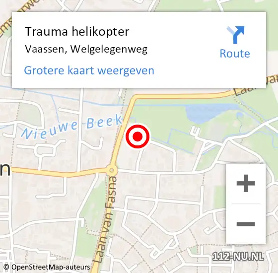 Locatie op kaart van de 112 melding: Trauma helikopter Vaassen, Welgelegenweg op 15 april 2025 23:33