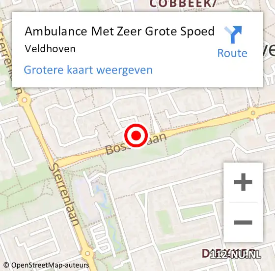 Locatie op kaart van de 112 melding: Ambulance Met Zeer Grote Spoed Naar Veldhoven op 16 april 2025 00:01