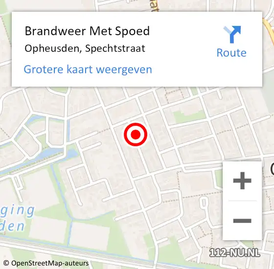 Locatie op kaart van de 112 melding: Brandweer Met Spoed Naar Opheusden, Spechtstraat op 21 oktober 2013 01:58