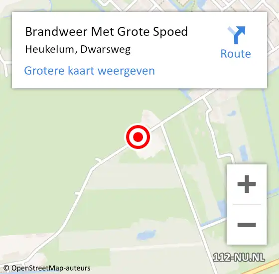 Locatie op kaart van de 112 melding: Brandweer Met Grote Spoed Naar Heukelum, Dwarsweg op 13 november 2014 14:34