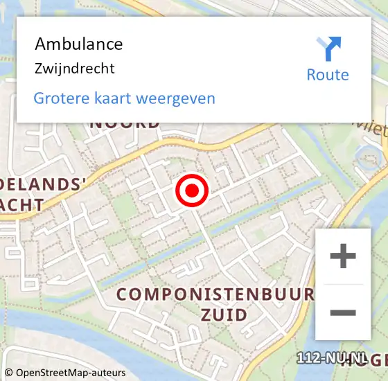 Locatie op kaart van de 112 melding: Ambulance Zwijndrecht op 16 april 2025 02:17