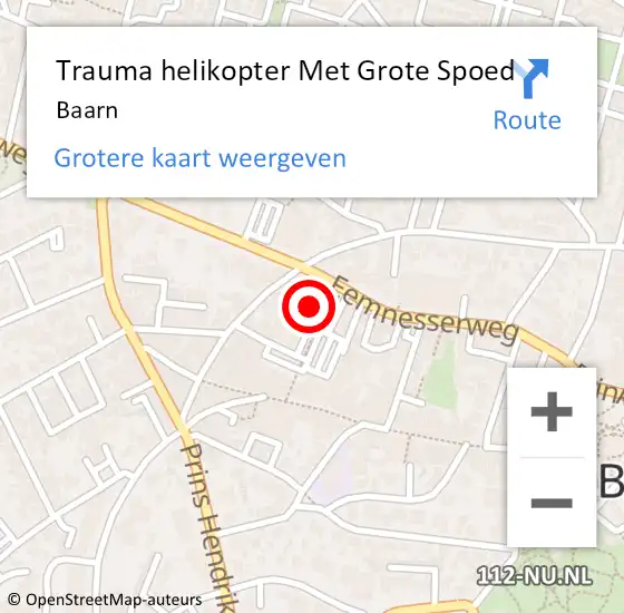 Locatie op kaart van de 112 melding: Trauma helikopter Met Grote Spoed Naar Baarn op 16 april 2025 08:40