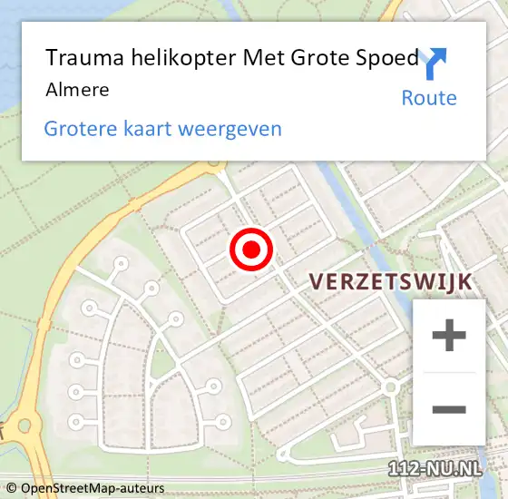 Locatie op kaart van de 112 melding: Trauma helikopter Met Grote Spoed Naar Almere op 16 april 2025 08:47