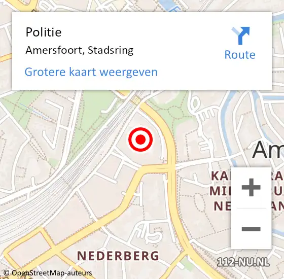 Locatie op kaart van de 112 melding: Politie Amersfoort, Stadsring op 16 april 2025 16:00