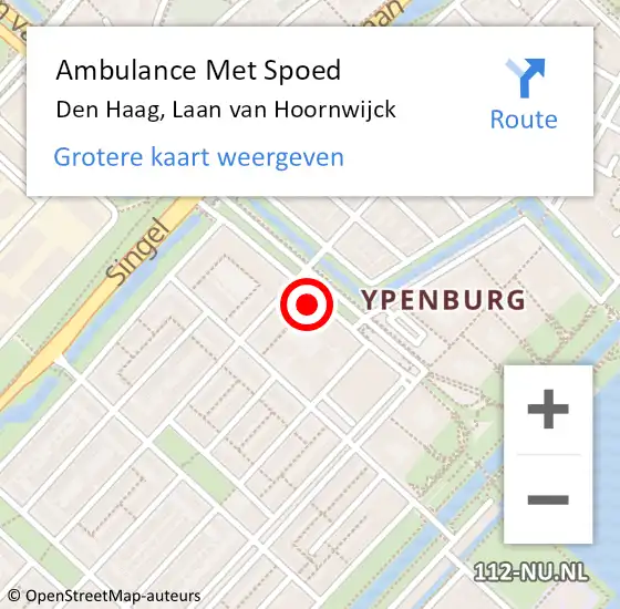 Locatie op kaart van de 112 melding: Ambulance Met Spoed Naar Den Haag, Laan van Hoornwijck op 16 april 2025 16:46