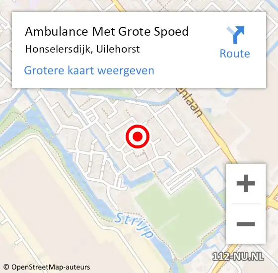 Locatie op kaart van de 112 melding: Ambulance Met Grote Spoed Naar Honselersdijk, Uilehorst op 17 april 2025 04:48