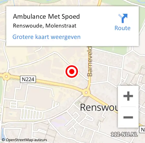 Locatie op kaart van de 112 melding: Ambulance Met Spoed Naar Renswoude, Molenstraat op 13 november 2014 16:39