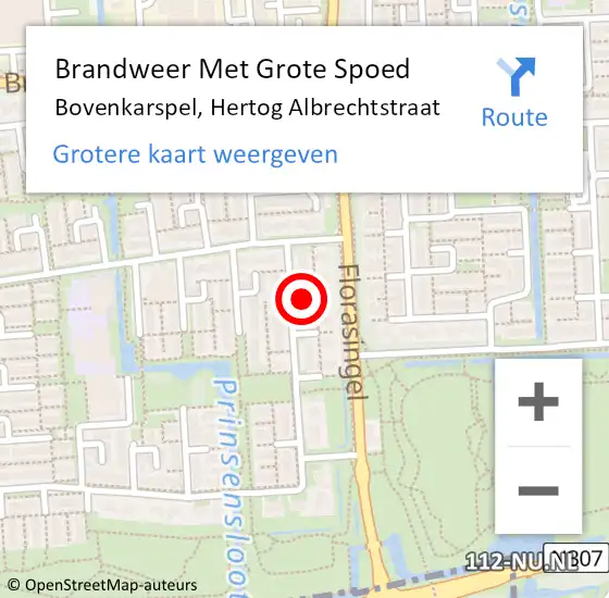 Locatie op kaart van de 112 melding: Brandweer Met Grote Spoed Naar Bovenkarspel, Hertog Albrechtstraat op 13 november 2014 16:54