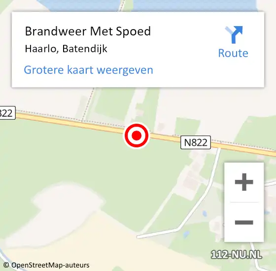 Locatie op kaart van de 112 melding: Brandweer Met Spoed Naar Haarlo, Batendijk op 13 november 2014 17:16