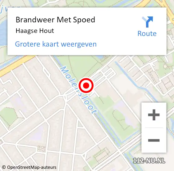 Locatie op kaart van de 112 melding: Brandweer Met Spoed Naar Haagse Hout op 13 november 2014 17:20