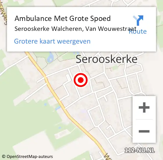 Locatie op kaart van de 112 melding: Ambulance Met Grote Spoed Naar Serooskerke Walcheren, Van Wouwestraat op 21 oktober 2013 03:14