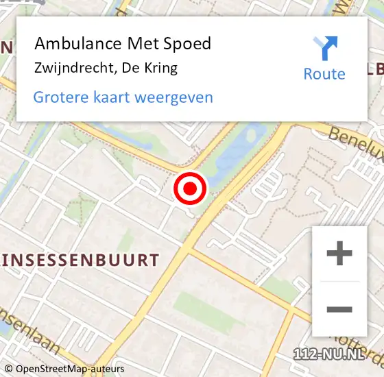 Locatie op kaart van de 112 melding: Ambulance Met Spoed Naar Zwijndrecht, De Kring op 17 april 2025 16:38