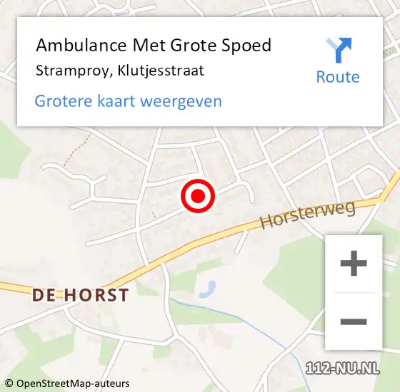 Locatie op kaart van de 112 melding: Ambulance Met Grote Spoed Naar Stramproy, Klutjesstraat op 13 november 2014 17:47