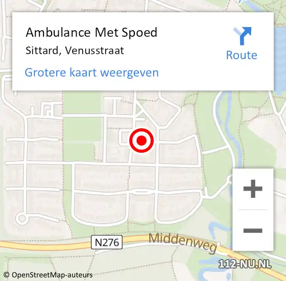 Locatie op kaart van de 112 melding: Ambulance Met Spoed Naar Sittard, Venusstraat op 13 november 2014 17:50