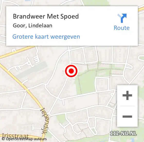 Locatie op kaart van de 112 melding: Brandweer Met Spoed Naar Goor, Lindelaan op 13 november 2014 18:14