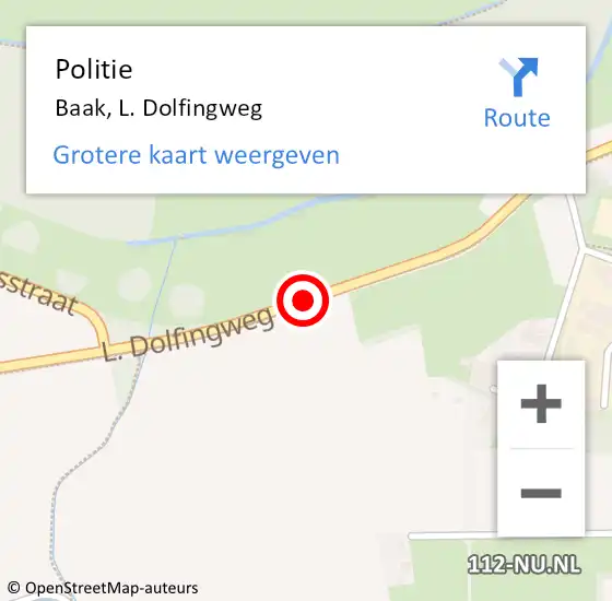 Locatie op kaart van de 112 melding: Politie Baak, L. Dolfingweg op 13 november 2014 18:26