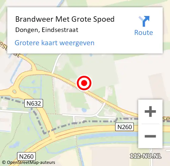 Locatie op kaart van de 112 melding: Brandweer Met Grote Spoed Naar Dongen, Eindsestraat op 13 november 2014 19:01