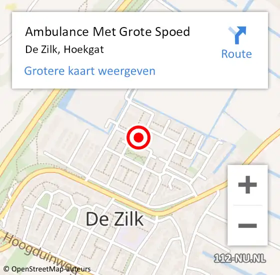 Locatie op kaart van de 112 melding: Ambulance Met Grote Spoed Naar De Zilk, Hoekgat op 13 november 2014 19:20